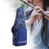 Maxbell Flute Storage Case Bag Patterned Flute Handbag for Vertical Flutes Recorders blue