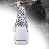 Maxbell Flute Storage Case Bag Patterned Flute Handbag for Vertical Flutes Recorders white