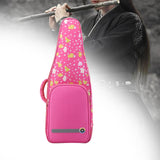 Maxbell Flute Storage Case Bag Patterned Flute Handbag for Vertical Flutes Recorders pink