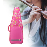 Maxbell Flute Storage Case Bag Patterned Flute Handbag for Vertical Flutes Recorders pink