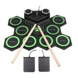 Maxbell Electric Practice Drum Practice Drum Pad Machine for Children Boys and Girls Green