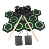 Maxbell Electric Practice Drum Practice Drum Pad Machine for Children Boys and Girls Green