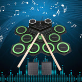 Maxbell Electric Practice Drum Practice Drum Pad Machine for Children Boys and Girls Green