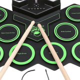Maxbell Electric Practice Drum Practice Drum Pad Machine for Children Boys and Girls Green