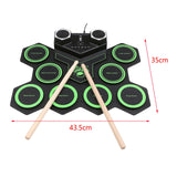 Maxbell Electric Practice Drum Practice Drum Pad Machine for Children Boys and Girls Green