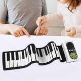 Maxbell Roll up Piano Electric Hand Roll Piano Keyboard for Programming Travel Adult 37 keys black white