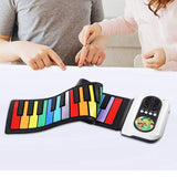 Maxbell Roll up Piano Electric Hand Roll Piano Keyboard for Programming Travel Adult 49 keys color