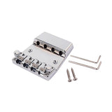 Maxbell 4 Strings Bass Bridge with Locking Saddles for Bass Guitar Parts Instruments Argent