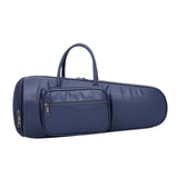 Maxbell Thick Suona Bag Travel Accessories PU Leather Musical Instrument Storage Bag blue