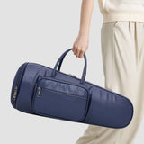 Maxbell Thick Suona Bag Travel Accessories PU Leather Musical Instrument Storage Bag blue