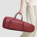 Maxbell Thick Suona Bag Travel Accessories PU Leather Musical Instrument Storage Bag red