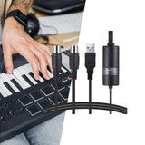 Maxbell USB MIDI Cable Guitar Multi Effects External Sound Card Wire MIDI Cord Cable