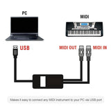 Maxbell USB MIDI Cable Guitar Multi Effects External Sound Card Wire MIDI Cord Cable