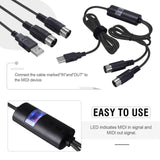 Maxbell USB MIDI Cable Guitar Multi Effects External Sound Card Wire MIDI Cord Cable