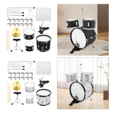 Maxbell Kids Jazz Drum Set Early Learning with Stool for Boys Girls Children Concert Black