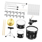 Maxbell Kids Jazz Drum Set Early Learning with Stool for Boys Girls Children Concert Black