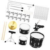 Maxbell Kids Jazz Drum Set Early Learning with Stool for Boys Girls Children Concert Black