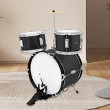 Maxbell Kids Jazz Drum Set Early Learning with Stool for Boys Girls Children Concert Black