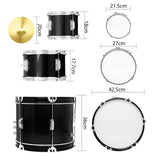 Maxbell Kids Jazz Drum Set Early Learning with Stool for Boys Girls Children Concert Black