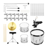 Maxbell Kids Jazz Drum Set Early Learning with Stool for Boys Girls Children Concert Argent