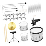 Maxbell Kids Jazz Drum Set Early Learning with Stool for Boys Girls Children Concert Argent