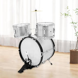 Maxbell Kids Jazz Drum Set Early Learning with Stool for Boys Girls Children Concert Argent