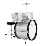 Maxbell Kids Jazz Drum Set Early Learning with Stool for Boys Girls Children Concert Argent