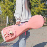 Maxbell Chinese Lute Case 41 inch Soft Paddd Storage Case Portable with Bear Gig Bag pink