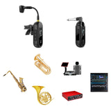 Maxbell Sax Microphone Professional Trumpet Plug and Play Horn Receiver Transmitters 2 Channel