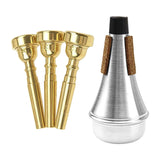 Maxbell Rhythm Trumpet Mute with Trumpet Mouthpiece (3C 5C 7C) for Jazz Music Lovers