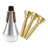 Maxbell Rhythm Trumpet Mute with Trumpet Mouthpiece (3C 5C 7C) for Jazz Music Lovers