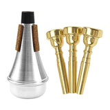 Maxbell Rhythm Trumpet Mute with Trumpet Mouthpiece (3C 5C 7C) for Jazz Music Lovers