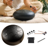 Maxbell Steel Drum Music Educational 6 inch 8 Tones for Activities Concert Preschool Black