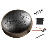 Maxbell Steel Drum Music Educational 6 inch 8 Tones for Activities Concert Preschool Black Argent