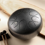 Maxbell Steel Drum Music Educational 6 inch 8 Tones for Activities Concert Preschool Black Argent