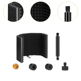 Maxbell Microphone Shield Mic Sound Absorbing Foam for Broadcasting Studio Recording Metal Five  Panels