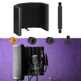 Maxbell Microphone Shield Mic Sound Absorbing Foam for Broadcasting Studio Recording Metal Five  Panels