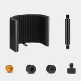 Maxbell Microphone Shield Mic Sound Absorbing Foam for Broadcasting Studio Recording Metal Five  Panels