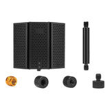 Maxbell Microphone Shield Mic Sound Absorbing Foam for Broadcasting Studio Recording Metal Three Panels
