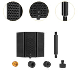 Maxbell Microphone Shield Mic Sound Absorbing Foam for Broadcasting Studio Recording Metal Three Panels