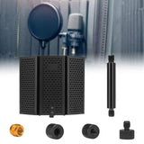 Maxbell Microphone Shield Mic Sound Absorbing Foam for Broadcasting Studio Recording Metal Three Panels