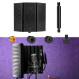 Maxbell Microphone Shield Mic Sound Absorbing Foam for Broadcasting Studio Recording Metal Three Panels