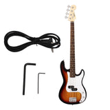 Maxbell Portable Electric Bass Guitar 4 String Bass Guitar for Beginners Kids Adults Brown