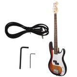 Maxbell Portable Electric Bass Guitar 4 String Bass Guitar for Beginners Kids Adults Brown