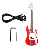 Maxbell Portable Electric Bass Guitar 4 String Bass Guitar for Beginners Kids Adults Red