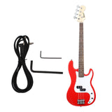 Maxbell Portable Electric Bass Guitar 4 String Bass Guitar for Beginners Kids Adults Red