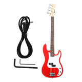 Maxbell Portable Electric Bass Guitar 4 String Bass Guitar for Beginners Kids Adults Red