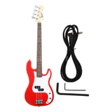 Maxbell Portable Electric Bass Guitar 4 String Bass Guitar for Beginners Kids Adults Red