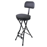 Maxbell Guitar Seat Stool Foldable Guitar Stool for Bass Players Electric Guitarists Black  with backrest