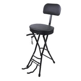 Maxbell Guitar Seat Stool Foldable Guitar Stool for Bass Players Electric Guitarists Black  with backrest